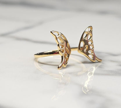gold butterfly, 14K Gold Plated Butterfly Ring, Anniversary Gift, Teen Girl gift, 925 sterling silver ring