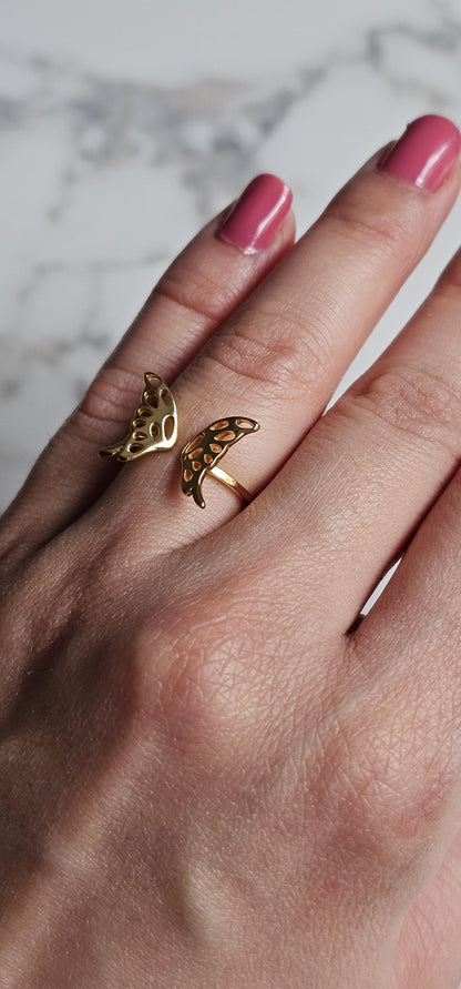 gold butterfly, 14K Gold Plated Butterfly Ring, Anniversary Gift, Teen Girl gift, 925 sterling silver ring