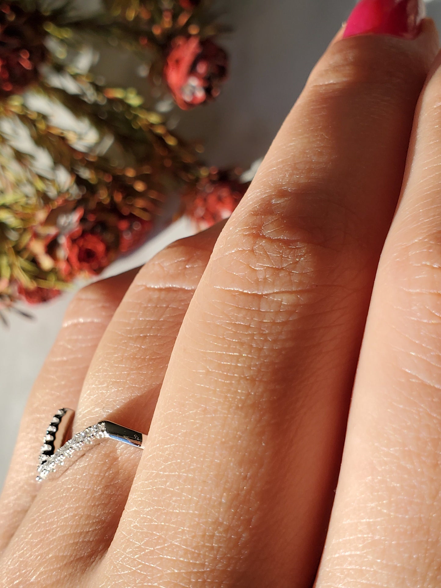 chevron Ring ,V shape, anniversary ring, Present Future Ring, bridal ring, half eternity ring, wedding ring, gift for her, engagement ring