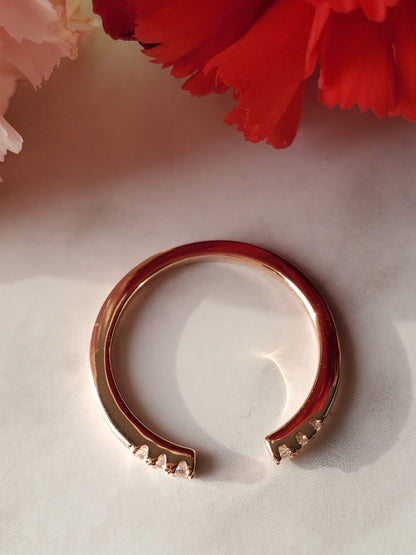 Open Ring with CZ End Caps, Anniversary Gift, rose gold ring, Present Future Ring, promise ring, Open Stackable Ring, Dainty Wedding Band