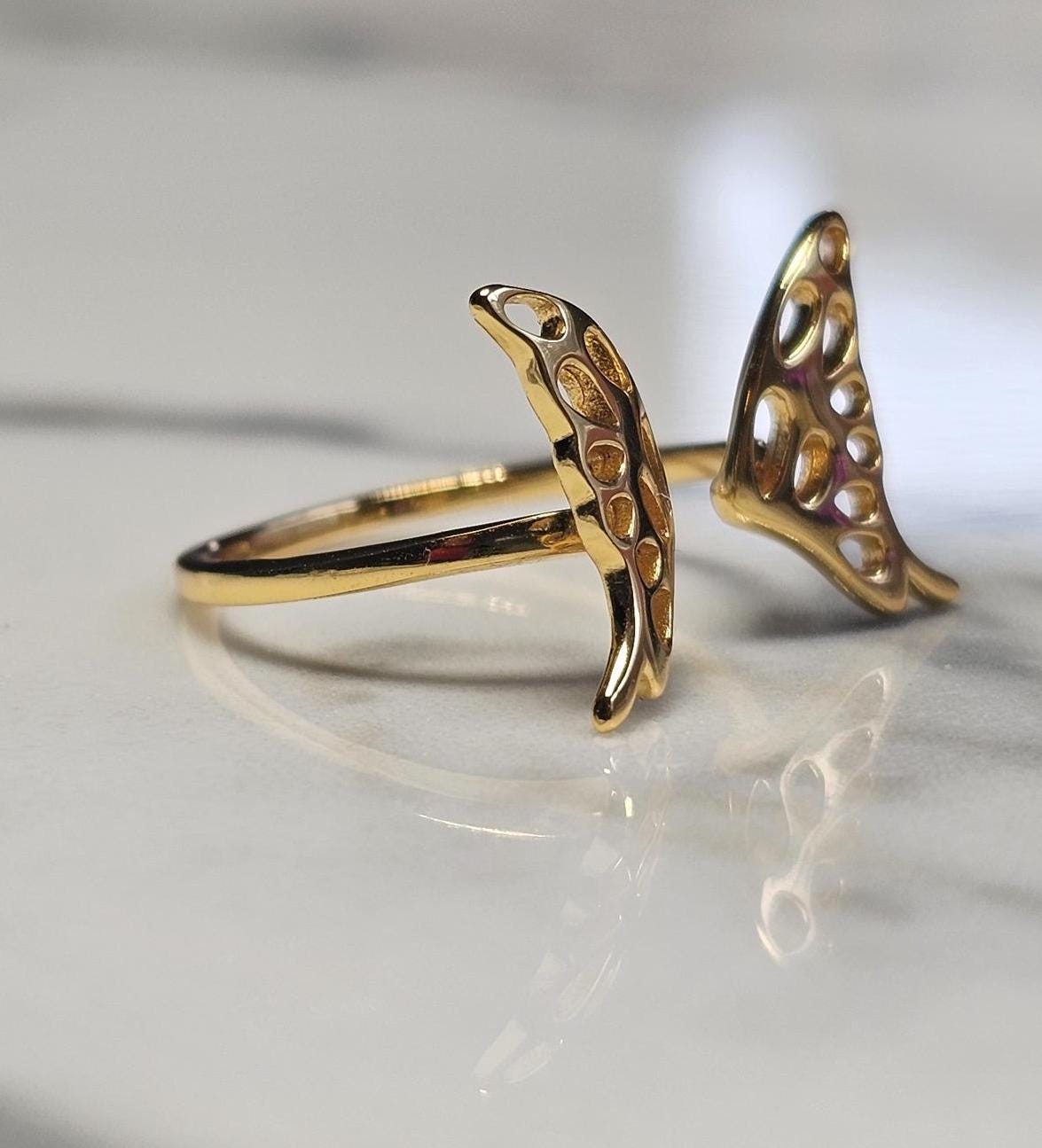 gold butterfly, 14K Gold Plated Butterfly Ring, Anniversary Gift, Teen Girl gift, 925 sterling silver ring