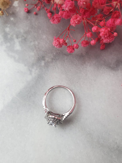 0.5 ct round ring, solitaire ring, engagement ring, stackable ring, 18k gold plated, 2rows halo pink tourmaline and cz ,fancy ring