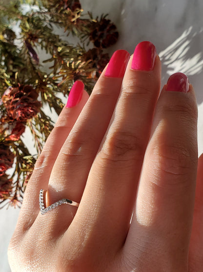 chevron Ring ,V shape, anniversary ring, Present Future Ring, bridal ring, half eternity ring, wedding ring, gift for her, engagement ring