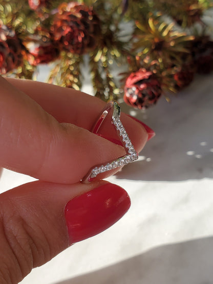 chevron Ring ,V shape, anniversary ring, Present Future Ring, bridal ring, half eternity ring, wedding ring, gift for her, engagement ring