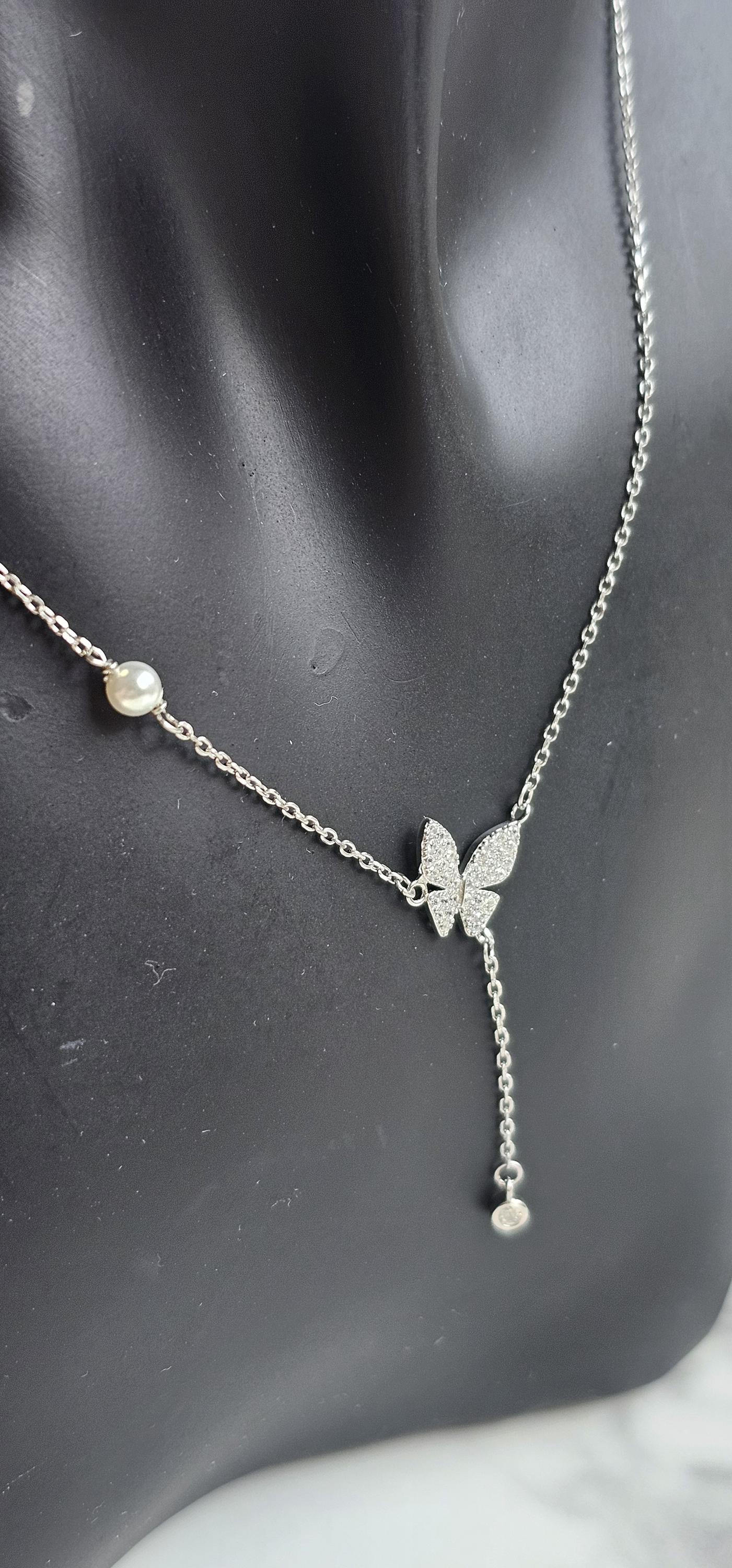 butterfly minimalist lariat necklace ,925 sterling silver necklace, anniversary gift, dainty necklace, gift for her