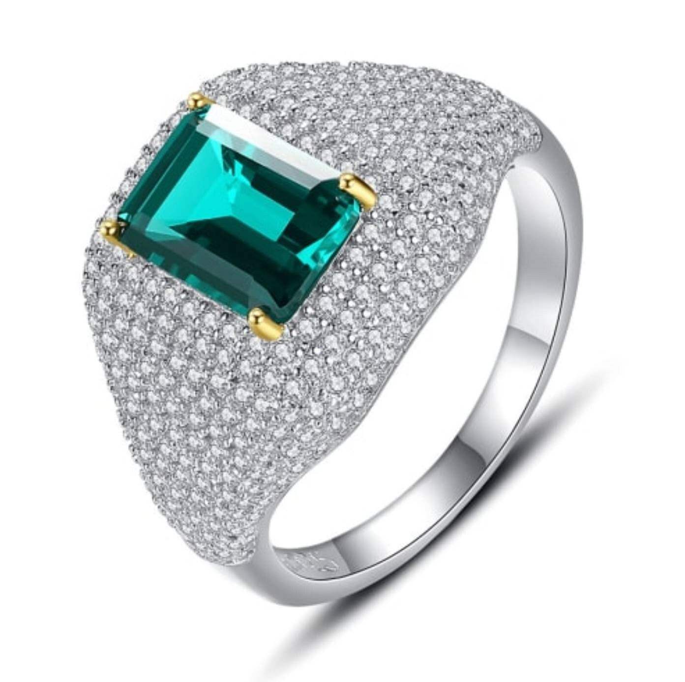 2ct Geometric ring, gemstone ring, anniversary gift, may birthstone, luxury, engagement ring, antique design, anniversary gift