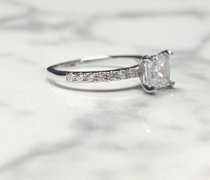 1ct square cz ring, antik cushion Cut ring, 925 silver ring, half eternity Ring, engagement ring, wedding ring, half eternity ring