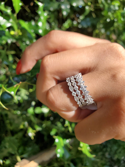 3pcs engagement ring ,Curved Wedding Band, eternity bands, 925Sterling Silver, pave wedding band, anniversary gift, jewelry