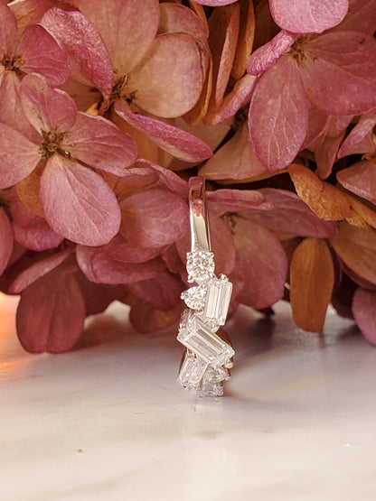 Dainty CZ ring, baguette ring, cz stacking ring, half eternity wedding band, simulated Baguette ring, wedding ring, anniversary ring