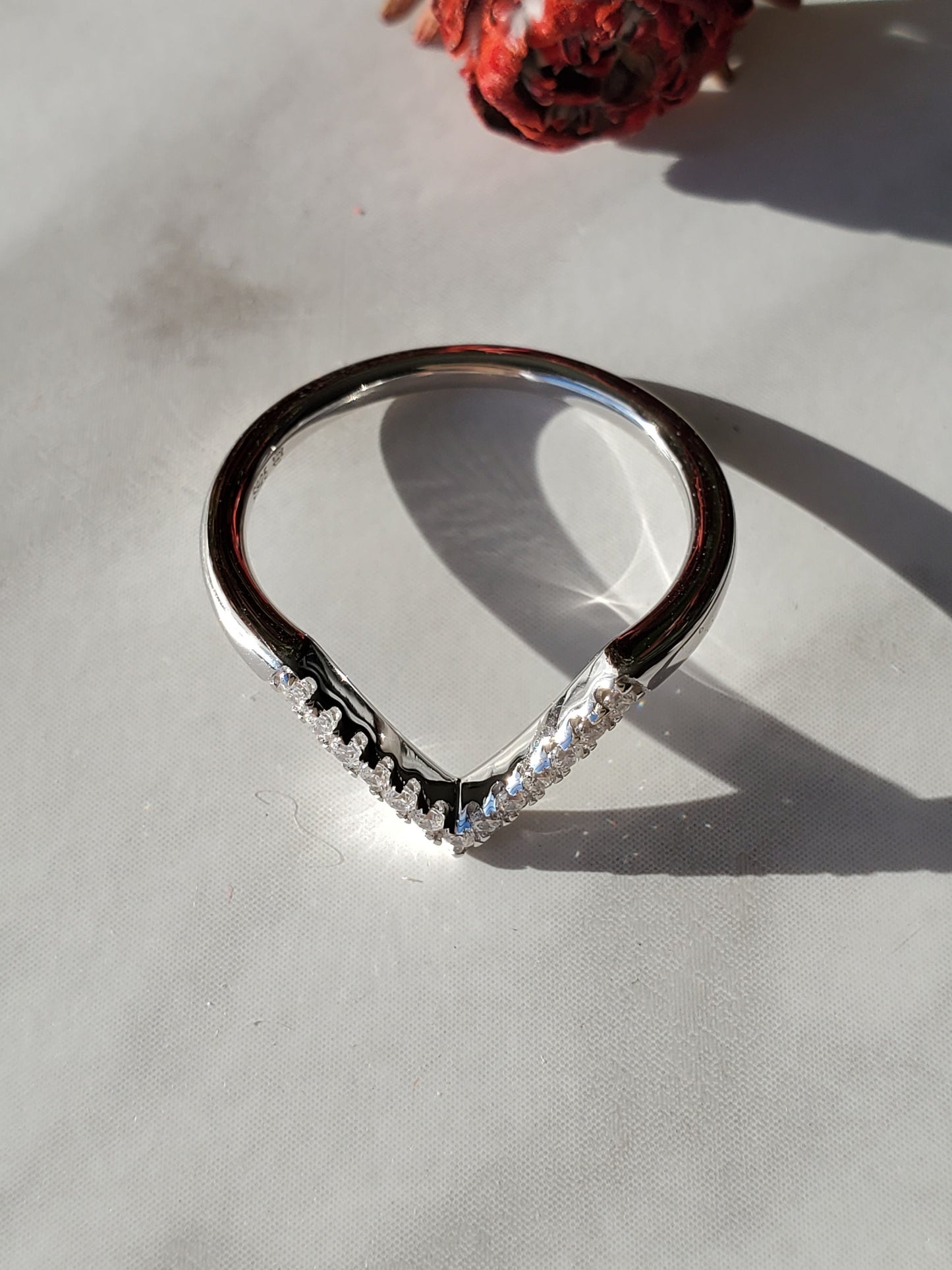 chevron Ring ,V shape, anniversary ring, Present Future Ring, bridal ring, half eternity ring, wedding ring, gift for her, engagement ring