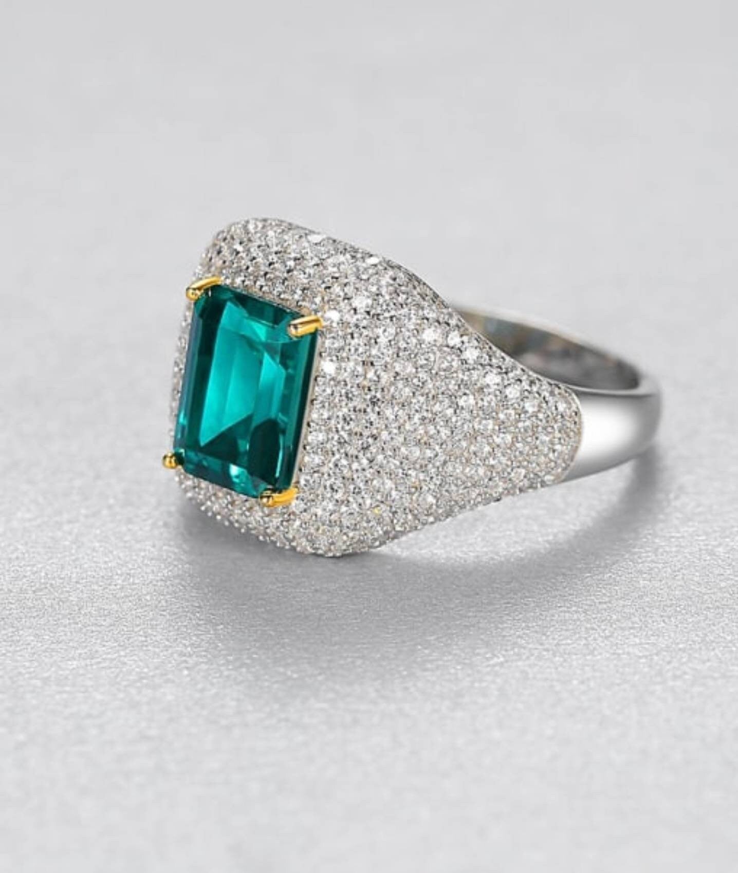 2ct Geometric ring, gemstone ring, anniversary gift, may birthstone, luxury, engagement ring, antique design, anniversary gift