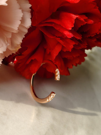 Open Ring with CZ End Caps, Anniversary Gift, rose gold ring, Present Future Ring, promise ring, Open Stackable Ring, Dainty Wedding Band