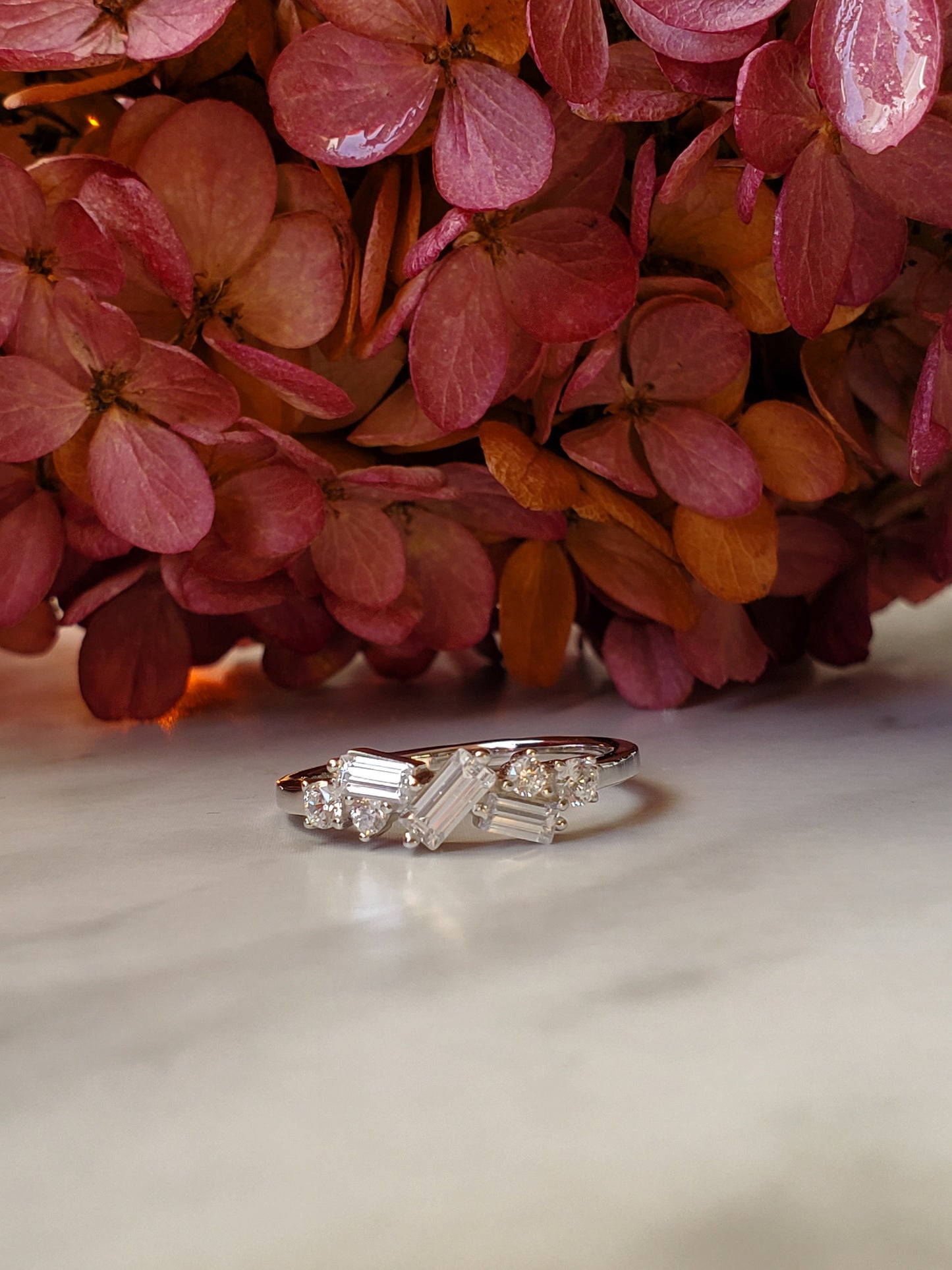 Dainty CZ ring, baguette ring, cz stacking ring, half eternity wedding band, simulated Baguette ring, wedding ring, anniversary ring