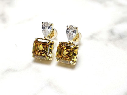 bright yellow citrine, 18k yellow gold vermeil, wedding earrings, anniversary gift, dainty stud earring, march birthstone, sunshine jewelry