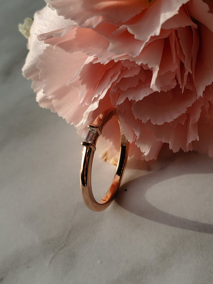 14k solid gold straight baguette, rose gold ring, stackable ring, bridal ring, minimal jewelry, wedding band, engagement ring, anniversary ring