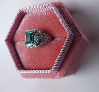 2ct Geometric ring, gemstone ring, anniversary gift, may birthstone, luxury, engagement ring, antique design, anniversary gift