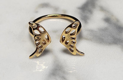 gold butterfly, 14K Gold Plated Butterfly Ring, Anniversary Gift, Teen Girl gift, 925 sterling silver ring